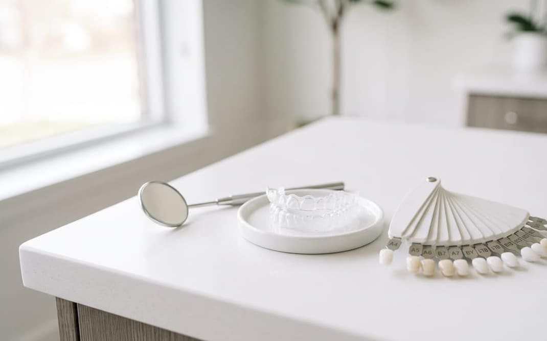 Whitening trays and a shade guide